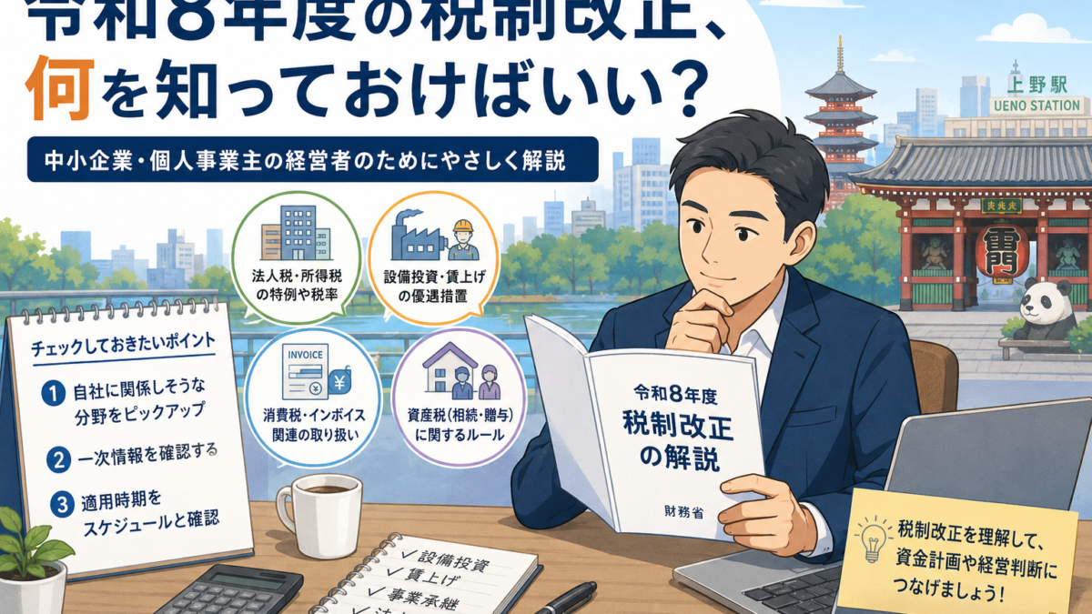 【上野の税理士が解説】令和8年度税制改正で中小企業に関係するポイントは?