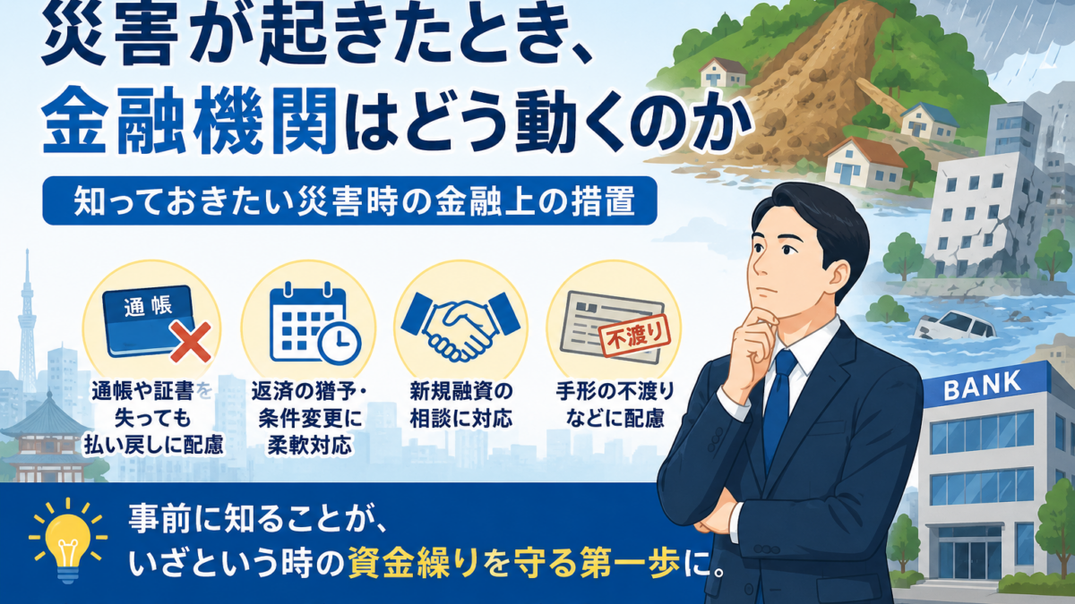 災害時の金融支援とは？台東区の経営者が知っておきたい返済・融資の措置