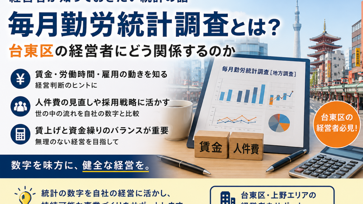 【上野の税理士が解説】毎月勤労統計とは?台東区の経営者が賃金・人件費を読み解くコツ