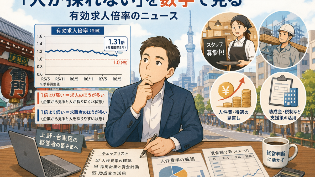 【上野の税理士が解説】有効求人倍率からわかる中小企業の採用・資金繰り対策とは