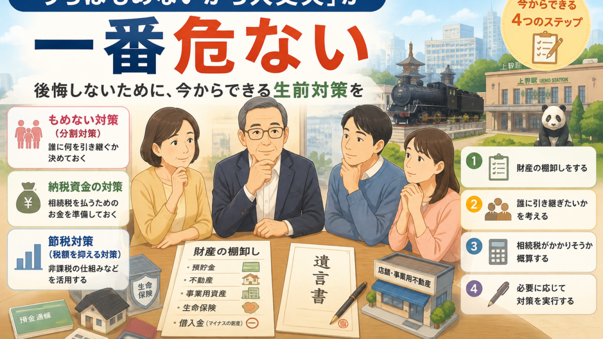 【上野の税理士が解説】相続の生前対策は何から始める?家族がもめない準備の流れ