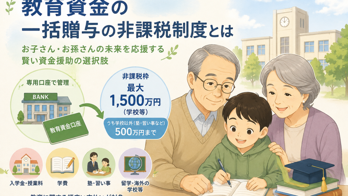【上野の税理士が解説】教育資金の一括贈与、孫への非課税は最大1500万円?条件と注意点