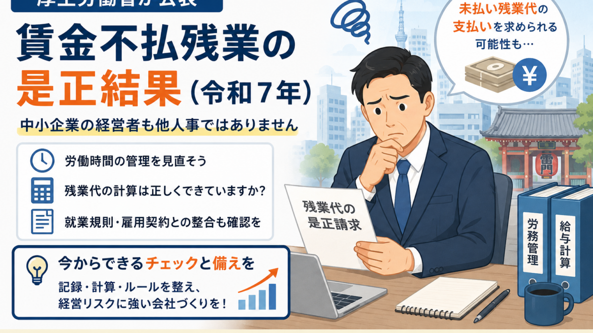 【上野の税理士が解説】賃金不払残業の是正結果は?中小企業が今すべき対応