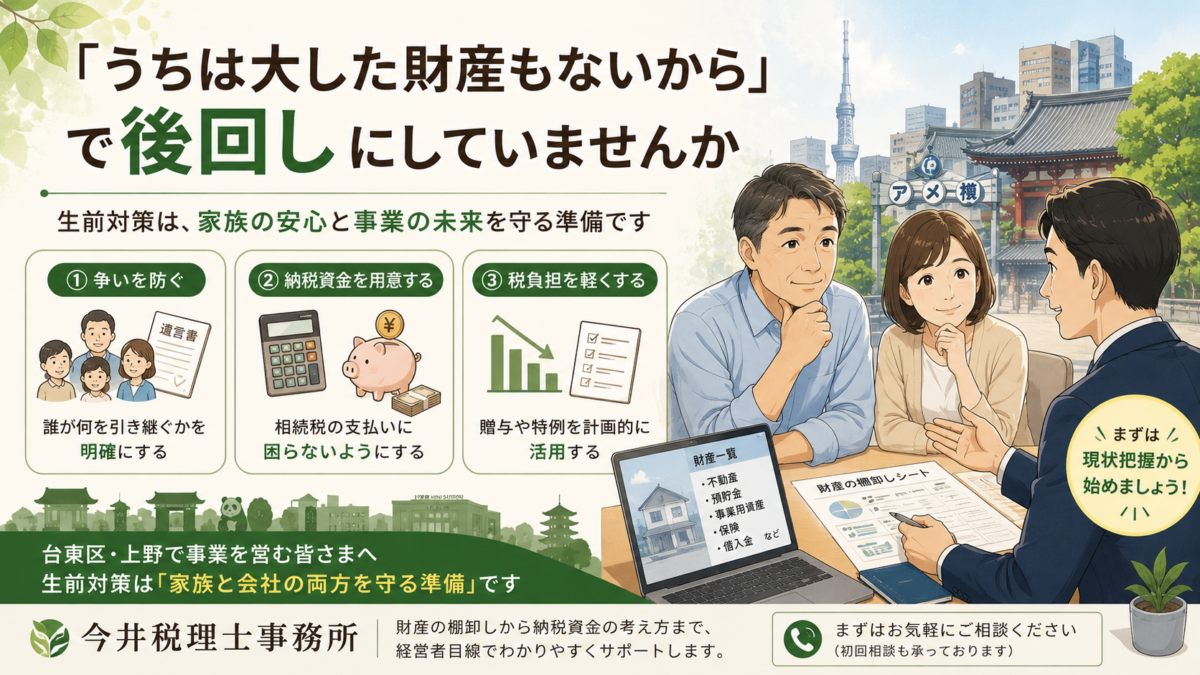 【上野の税理士が解説】生前対策は何から始める？相続で家族がもめない準備の流れ