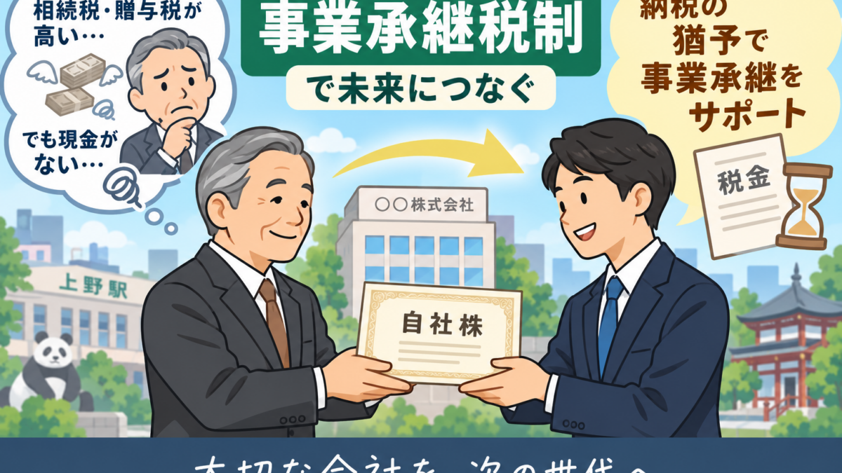 【上野の税理士が解説】事業承継税制とは？自社株の相続・贈与で納税猶予を受ける条件と流れ