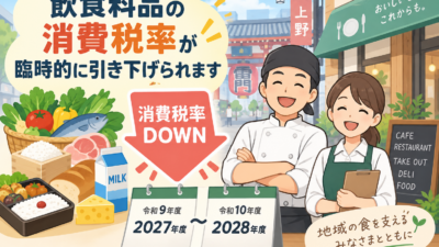【上野の税理士が解説】飲食料品の消費税率が臨時引下げ？令和9・10年度の対象と注意点